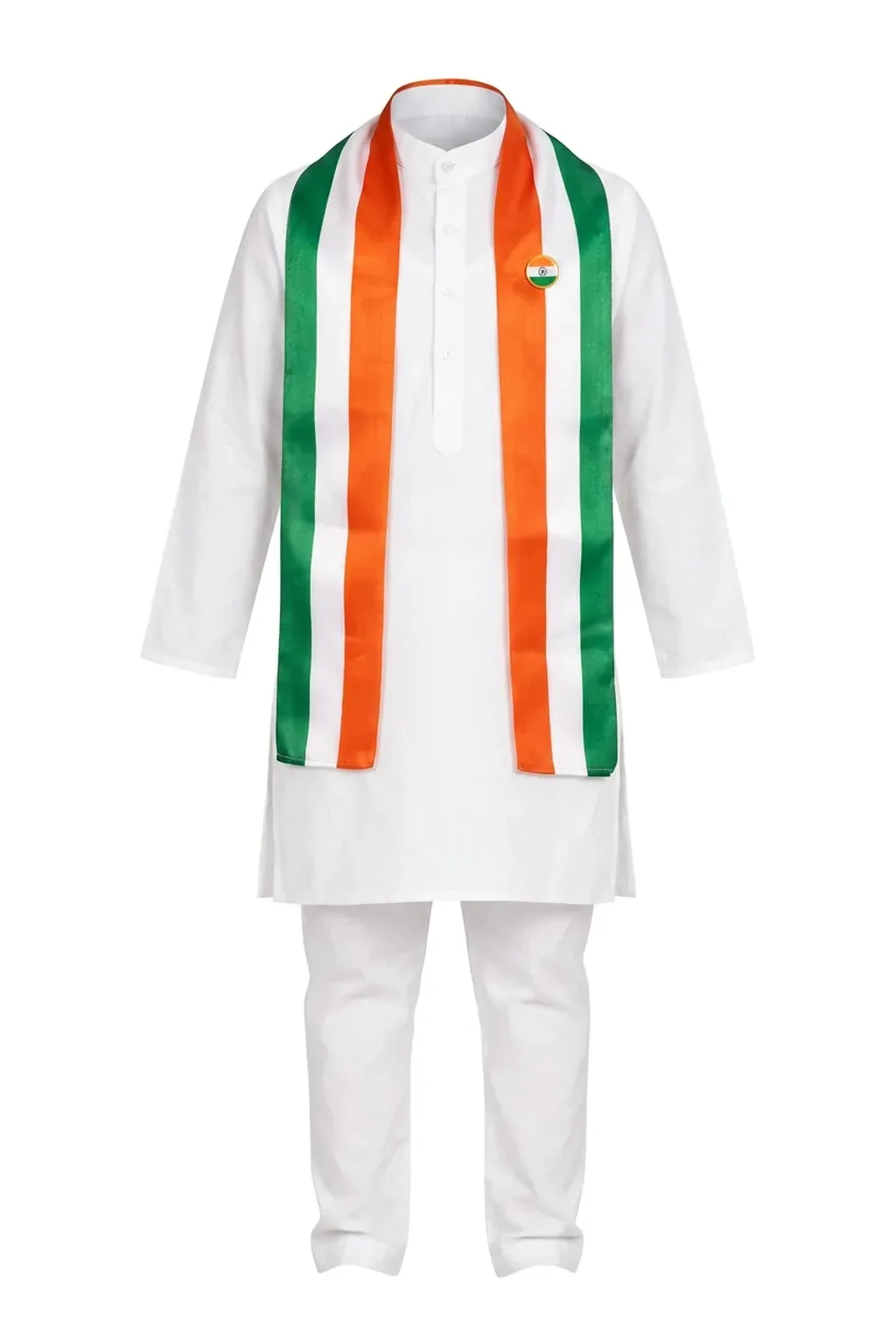 White Kurta Pyjama for kids — Ghost mannequin view — White colour — Cotton fabric — Indian sizes 22–32 — White Kurta Pyjama fancy dress for school annual day & sports day — Kolkata & West Bengal delivery — ZapCostumes
