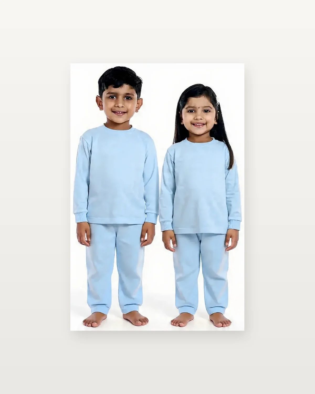 Sky Blue Tracksuit for kids — Studio front view — Sky Blue colour — Polyester Blend fabric — Indian sizes 22–34 — Tracksuits / Jersey fancy dress for school annual day & sports day — Kolkata & West Bengal delivery — ZapCostumes
