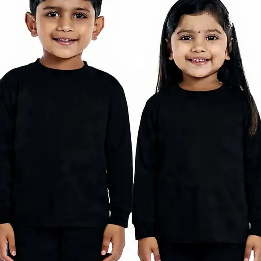 Black Tracksuit for kids — Zoomed-in fabric & detail view — Black colour — Polyester Blend fabric — Indian sizes 22–34 — Tracksuits / Jersey fancy dress for school annual day & sports day — Kolkata & West Bengal delivery — ZapCostumes