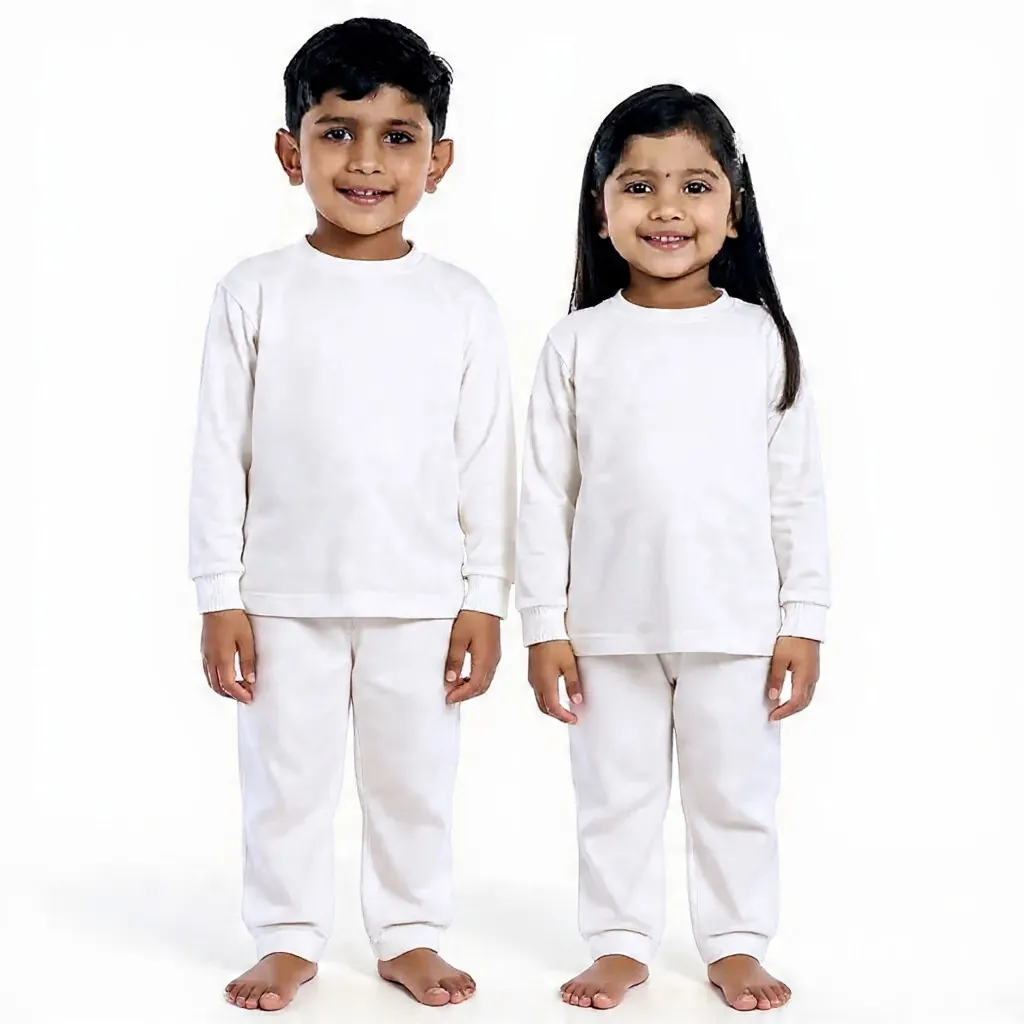 White Tracksuit for kids — White colour — Polyester Blend fabric — Indian sizes 22–34 — Tracksuits / Jersey fancy dress for school annual day & sports day — Kolkata & West Bengal delivery — ZapCostumes