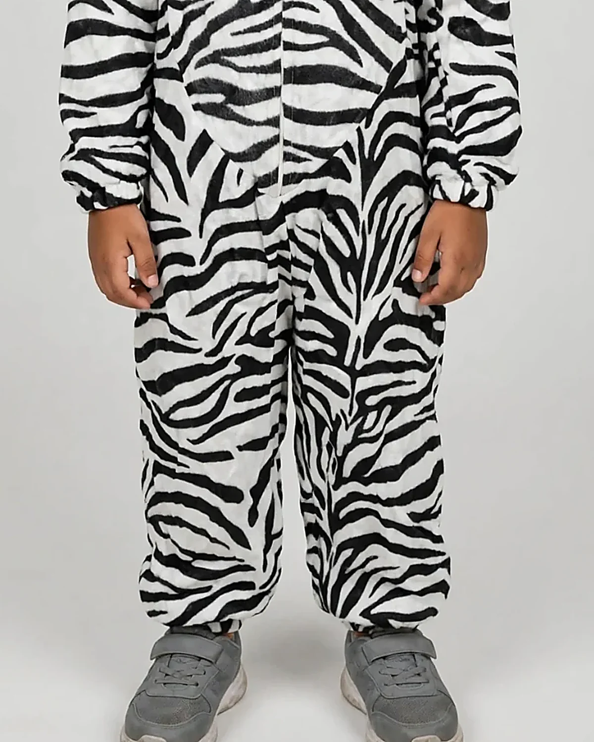 Zebra Costume for kids — Lower half close-up — Black/White colour — Plush Polyester fabric — Indian sizes S–L — Animals fancy dress for school annual day & sports day — Kolkata & West Bengal delivery — ZapCostumes