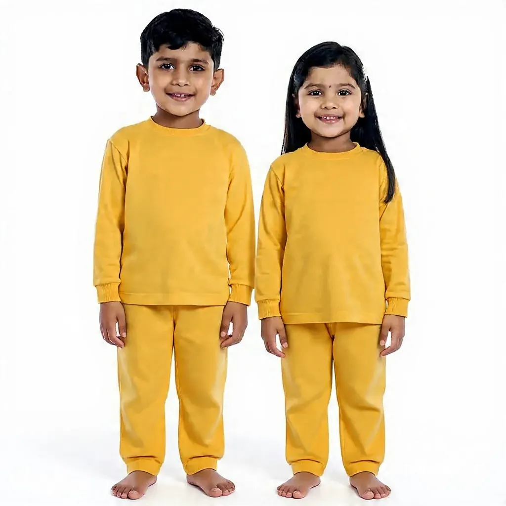 Yellow Tracksuit for kids — Yellow colour — Polyester Blend fabric — Indian sizes 22–34 — Tracksuits / Jersey fancy dress for school annual day & sports day — Kolkata & West Bengal delivery — ZapCostumes