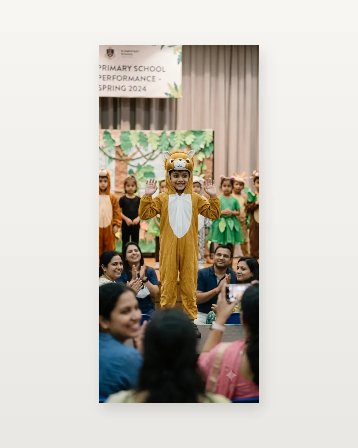 Lion Costume for kids — Studio front view — Golden Brown colour — Plush Polyester fabric — Indian sizes S–L — Animals fancy dress for school annual day & sports day — Kolkata & West Bengal delivery — ZapCostumes