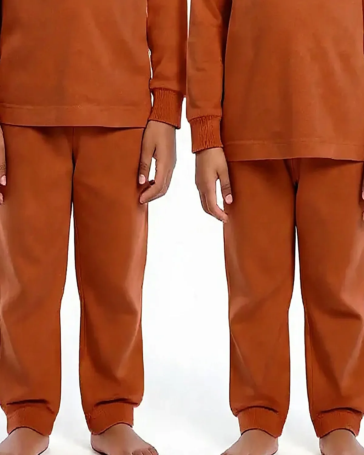Rust Tracksuit for kids — Lower half close-up — Rust colour — Polyester Blend fabric — Indian sizes 22–34 — Tracksuits / Jersey fancy dress for school annual day & sports day — Kolkata & West Bengal delivery — ZapCostumes