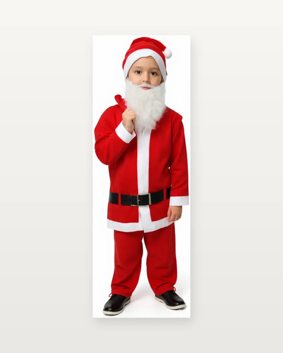 Santa Claus Costume for kids — Studio front view — Red/White colour — Polyester fabric — Indian sizes S (24)–XL (36) — Christmas fancy dress for school annual day & sports day — Kolkata & West Bengal delivery — ZapCostumes