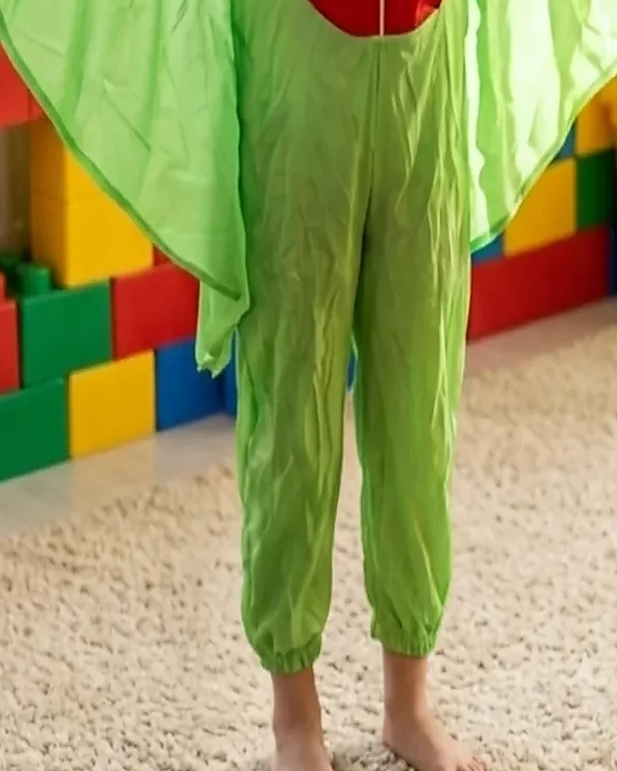 Parrot Costume for kids — Lower half close-up — Green/Red colour — Plush Polyester fabric — Indian sizes S–L — Animals fancy dress for school annual day & sports day — Kolkata & West Bengal delivery — ZapCostumes