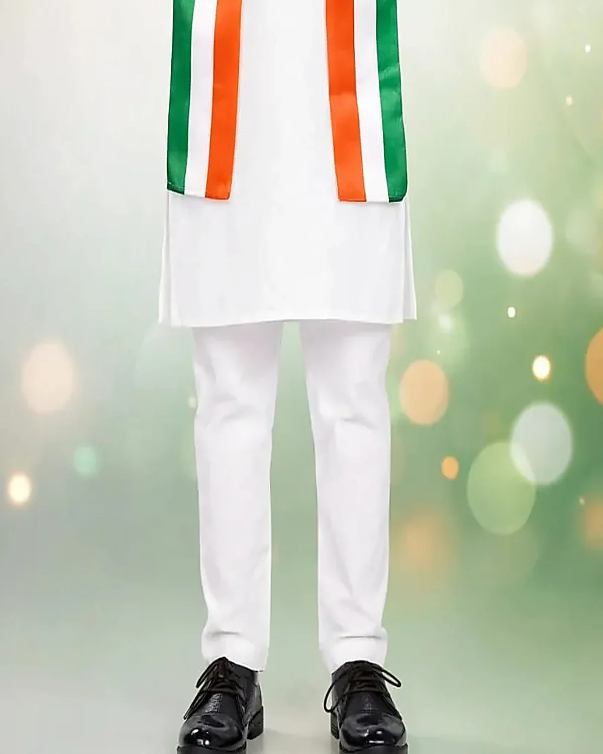 White Kurta Pyjama for kids — Lower half close-up — White colour — Cotton fabric — Indian sizes 22–32 — White Kurta Pyjama fancy dress for school annual day & sports day — Kolkata & West Bengal delivery — ZapCostumes