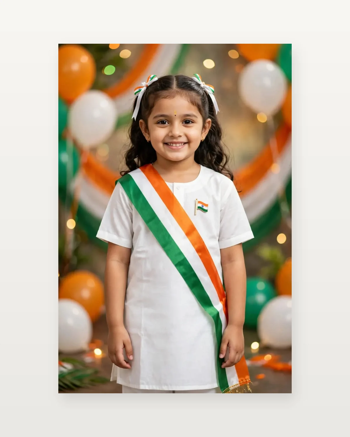 White Kurti for kids — Studio front view — White colour — Cotton fabric — Indian sizes 24–34 — White Kurta Pyjama fancy dress for school annual day & sports day — Kolkata & West Bengal delivery — ZapCostumes