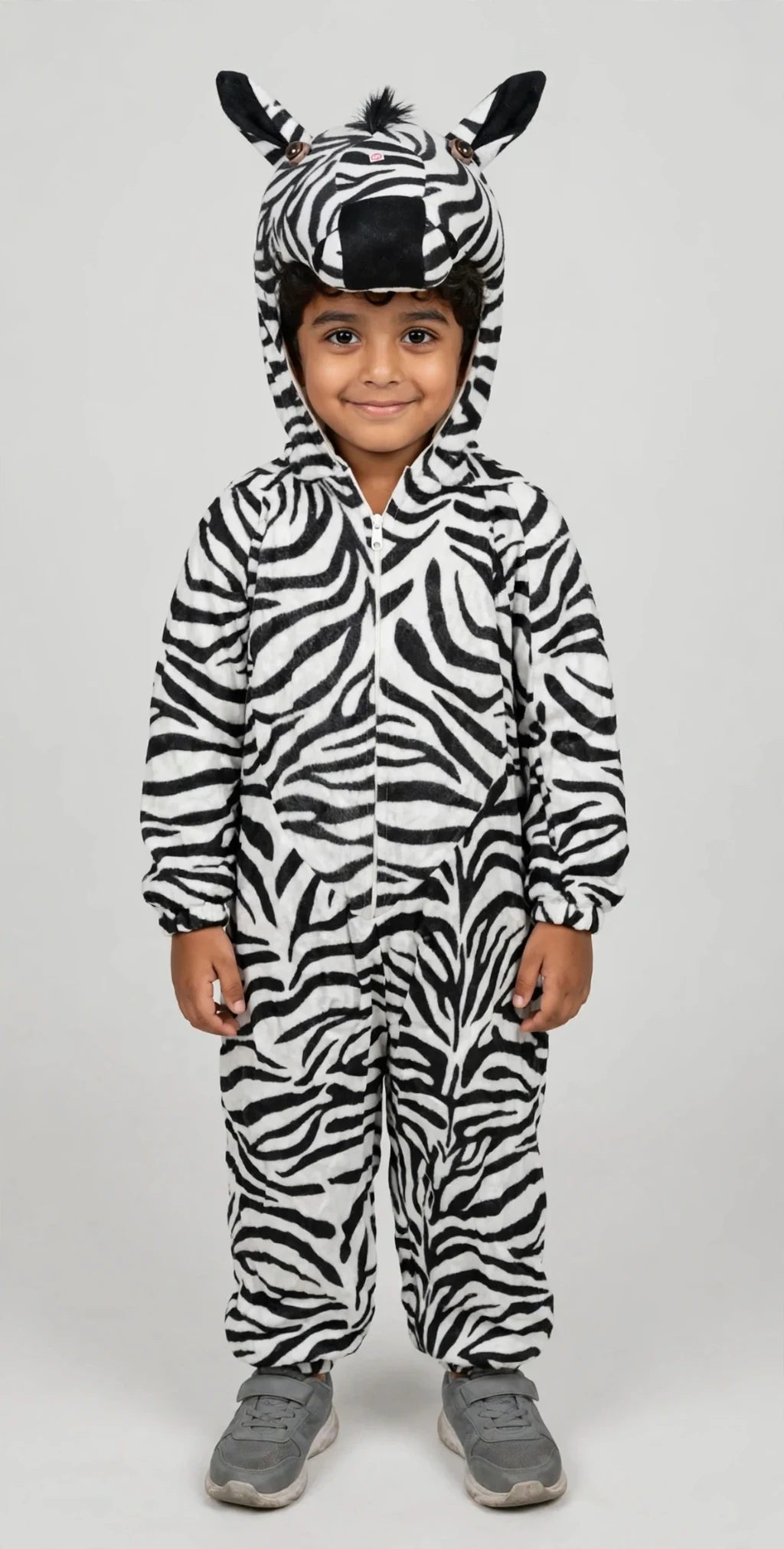 Zebra Costume for kids — Black/White colour — Plush Polyester fabric — Indian sizes S–L — Animals fancy dress for school annual day & sports day — Kolkata & West Bengal delivery — ZapCostumes