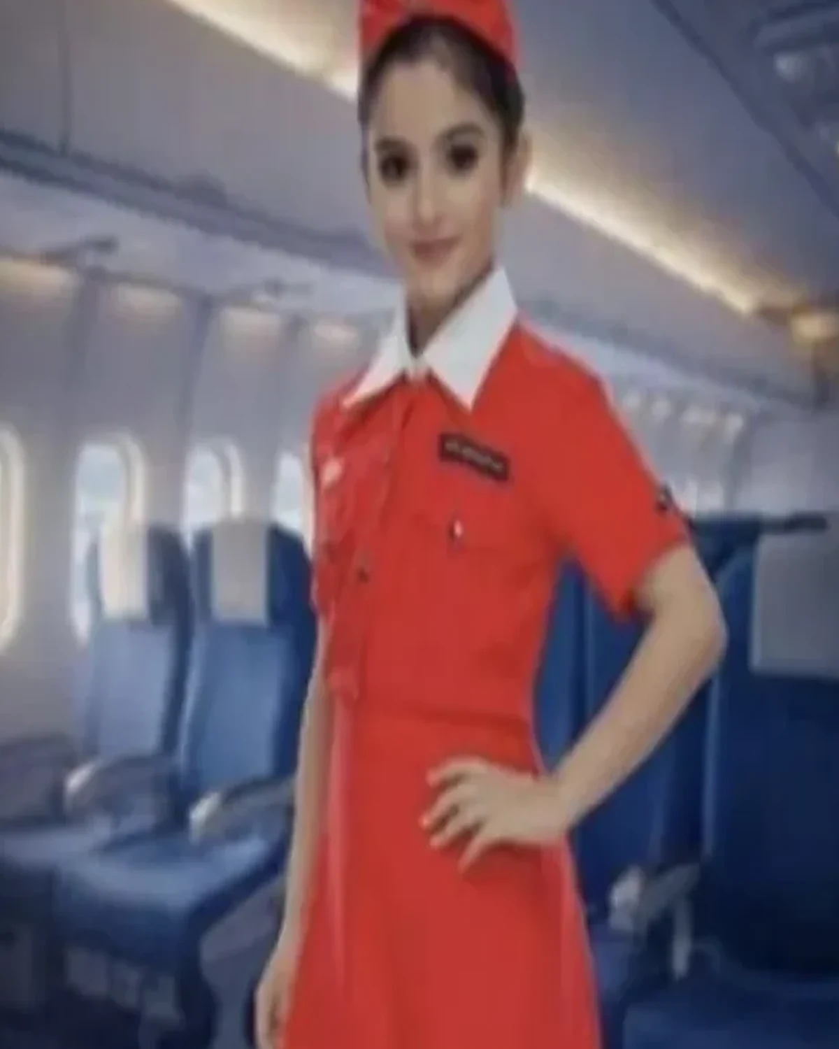 Air Hostess Costume for kids — Top half close-up — Red colour — Polyester fabric — Indian sizes S (24)–XL (36) — Professions fancy dress for school annual day & sports day — Kolkata & West Bengal delivery — ZapCostumes