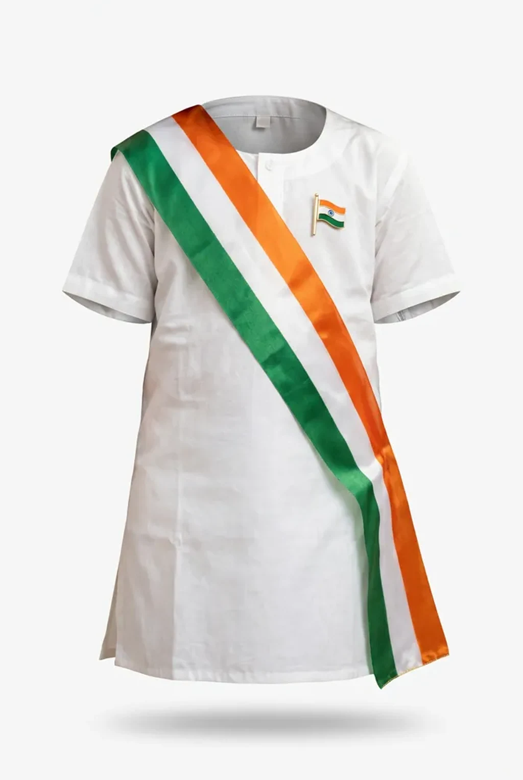 White Kurti for kids — Ghost mannequin view — White colour — Cotton fabric — Indian sizes 24–34 — White Kurta Pyjama fancy dress for school annual day & sports day — Kolkata & West Bengal delivery — ZapCostumes