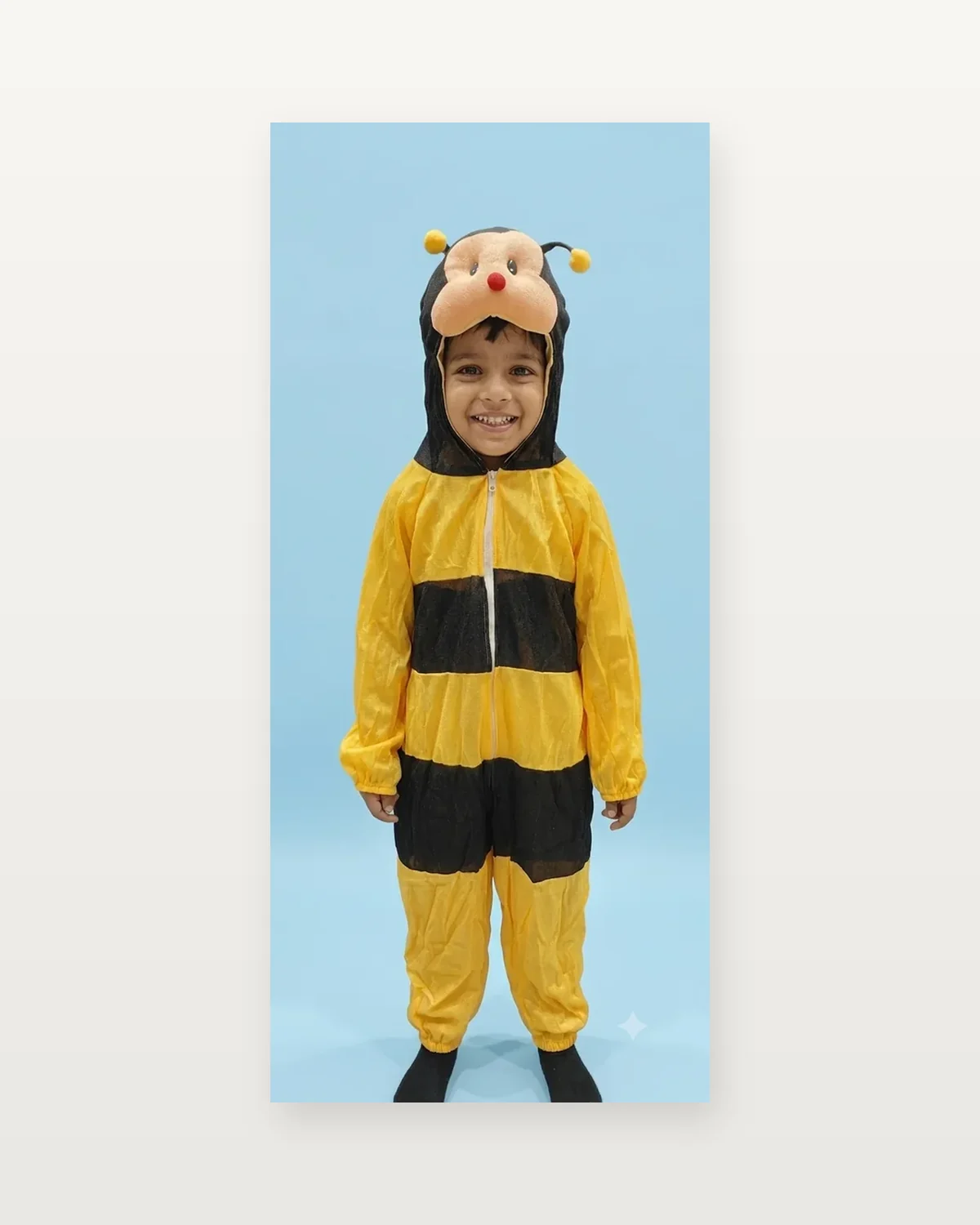 Bumble Bee Costume for kids — Studio front view — Yellow/Black colour — Plush Polyester fabric — Indian sizes S–L — Animals fancy dress for school annual day & sports day — Kolkata & West Bengal delivery — ZapCostumes