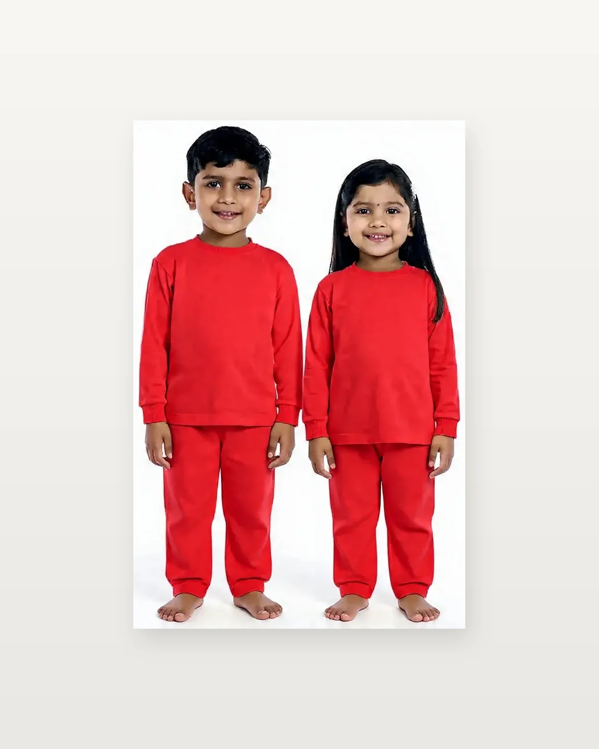 Red Tracksuit for kids — Studio front view — Red colour — Polyester Blend fabric — Indian sizes 22–34 — Tracksuits / Jersey fancy dress for school annual day & sports day — Kolkata & West Bengal delivery — ZapCostumes