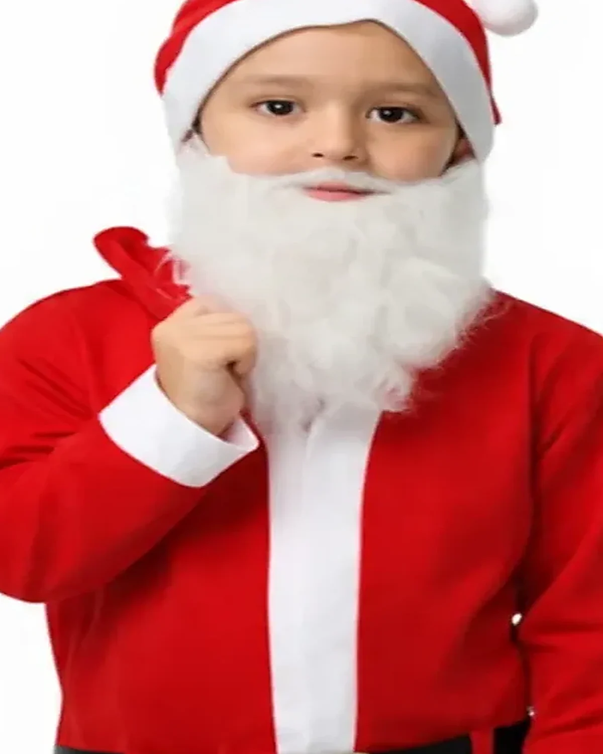 Santa Claus Costume for kids — Top half close-up — Red/White colour — Polyester fabric — Indian sizes S (24)–XL (36) — Christmas fancy dress for school annual day & sports day — Kolkata & West Bengal delivery — ZapCostumes