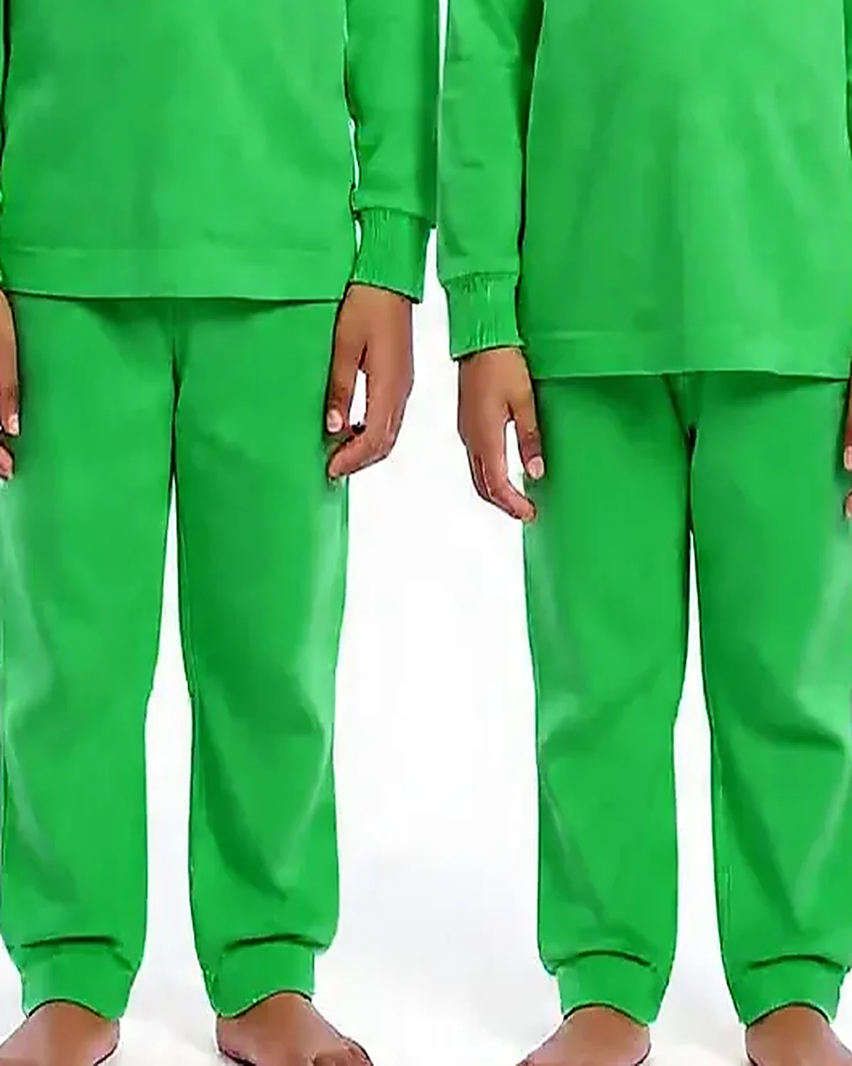 Green Tracksuit for kids — Lower half close-up — Green colour — Polyester Blend fabric — Indian sizes 22–34 — Tracksuits / Jersey fancy dress for school annual day & sports day — Kolkata & West Bengal delivery — ZapCostumes
