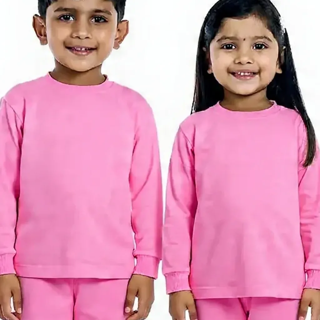 Pink Tracksuit for kids — Zoomed-in fabric & detail view — Pink colour — Polyester Blend fabric — Indian sizes 22–34 — Tracksuits / Jersey fancy dress for school annual day & sports day — Kolkata & West Bengal delivery — ZapCostumes