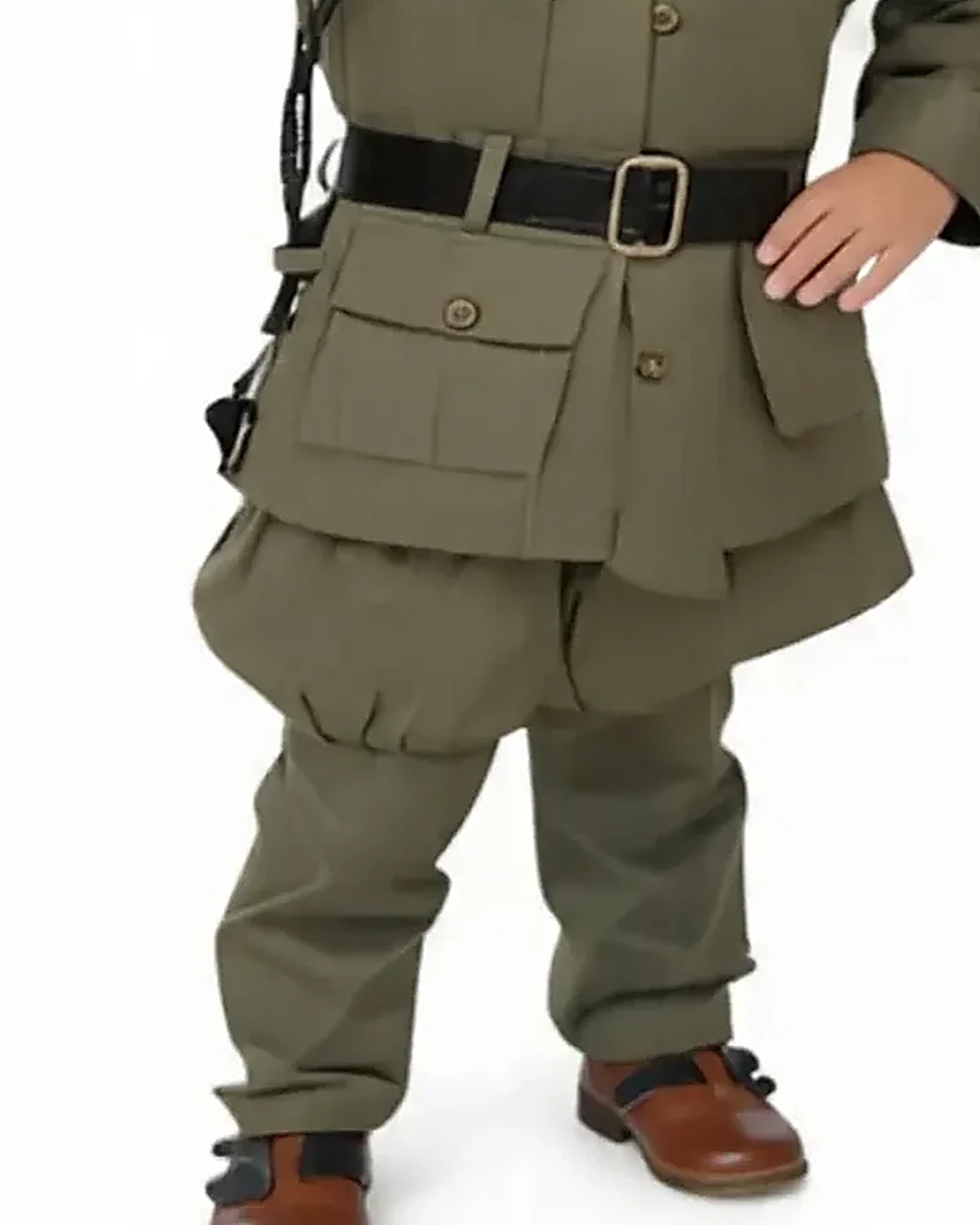 Netaji Subhash Chandra Bose Costume for kids — Lower half close-up — Olive Green colour — Polyester fabric — Indian sizes S (24)–XL (36) — Freedom Fighters fancy dress for school annual day & sports day — Kolkata & West Bengal delivery — ZapCostumes