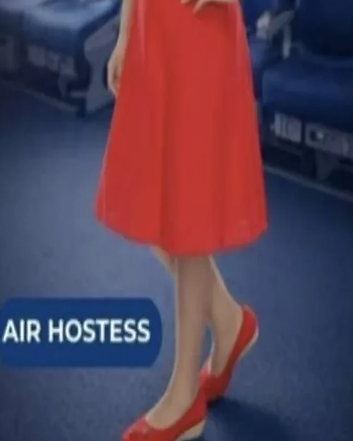 Air Hostess Costume for kids — Lower half close-up — Red colour — Polyester fabric — Indian sizes S (24)–XL (36) — Professions fancy dress for school annual day & sports day — Kolkata & West Bengal delivery — ZapCostumes
