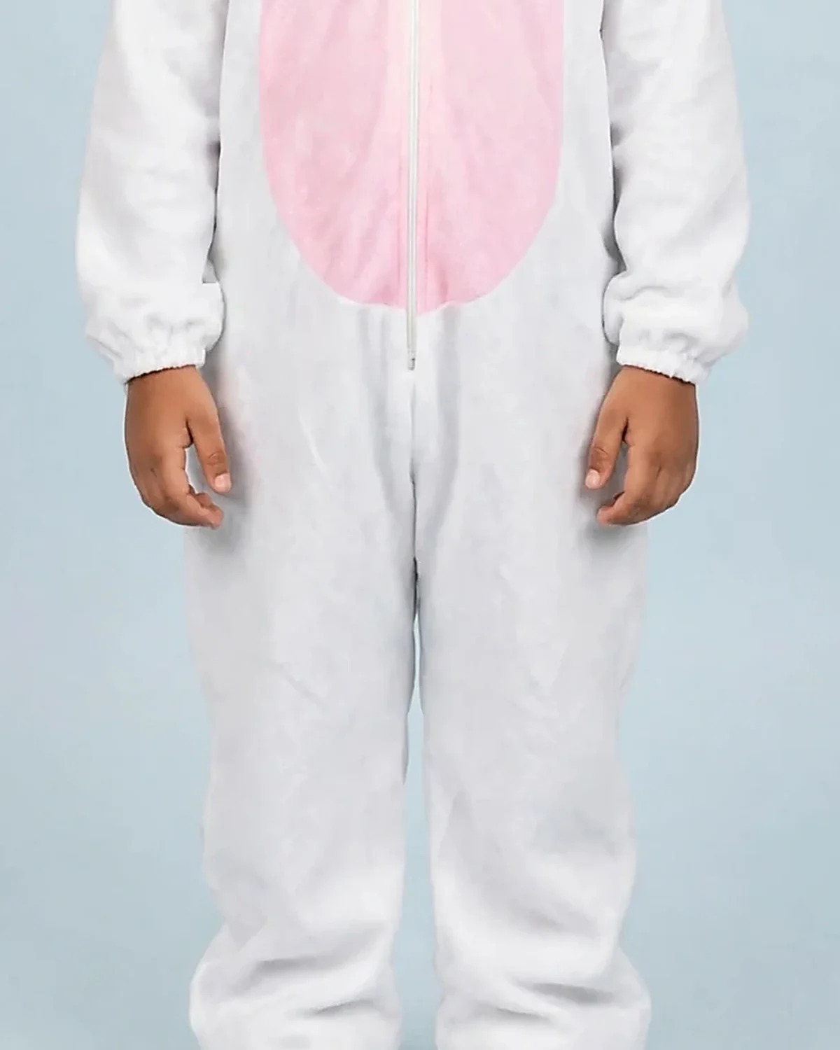 Rabbit Costume for kids — Lower half close-up — White/Pink colour — Plush Polyester fabric — Indian sizes S–L — Animals fancy dress for school annual day & sports day — Kolkata & West Bengal delivery — ZapCostumes
