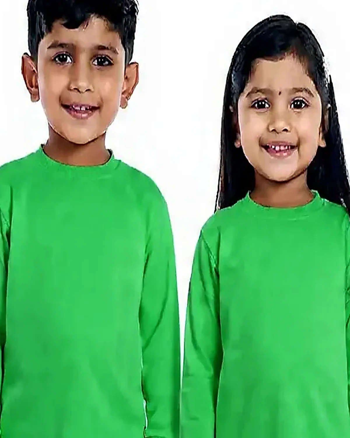 Green Tracksuit for kids — Top half close-up — Green colour — Polyester Blend fabric — Indian sizes 22–34 — Tracksuits / Jersey fancy dress for school annual day & sports day — Kolkata & West Bengal delivery — ZapCostumes