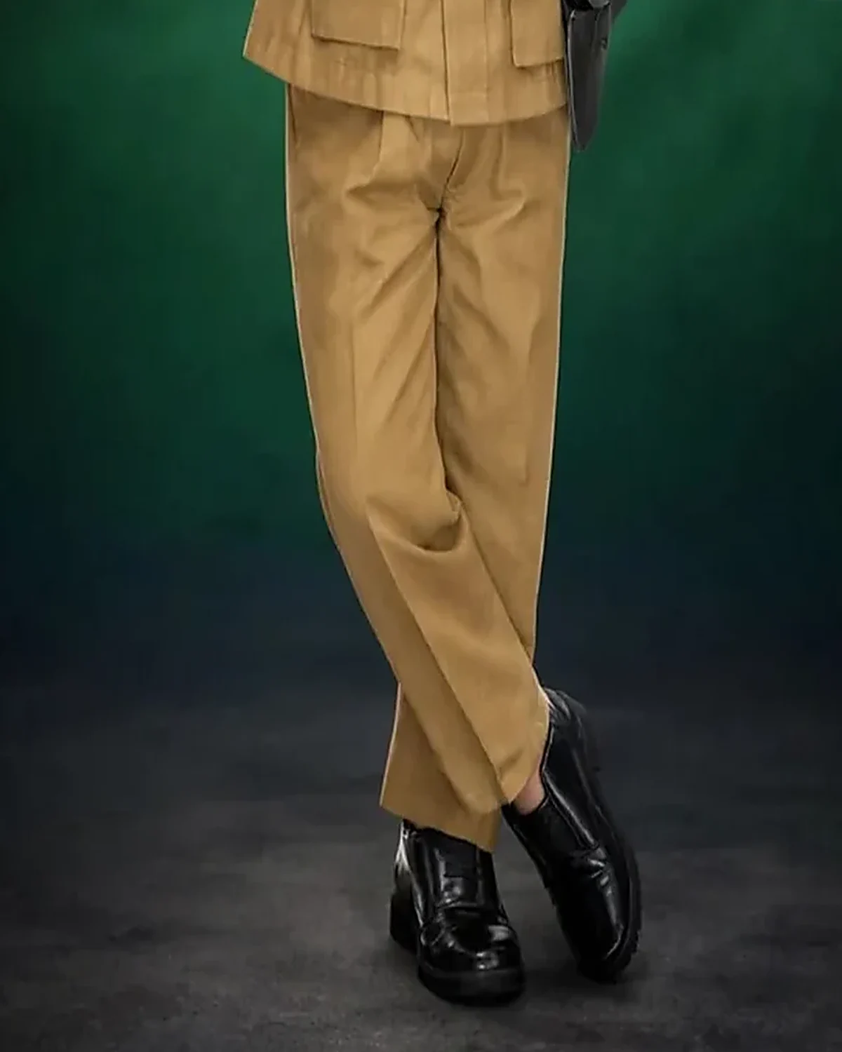 Police Officer Costume for kids — Lower half close-up — Khaki colour — Polyester fabric — Indian sizes S (24)–XXL (40) — Defence Forces fancy dress for school annual day & sports day — Kolkata & West Bengal delivery — ZapCostumes