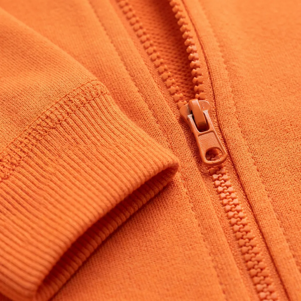 Orange Tracksuit for kids — Fabric & stitching close-up — Orange colour — Polyester Blend fabric — Indian sizes 22–34 — Tracksuits / Jersey fancy dress for school annual day & sports day — Kolkata & West Bengal delivery — ZapCostumes