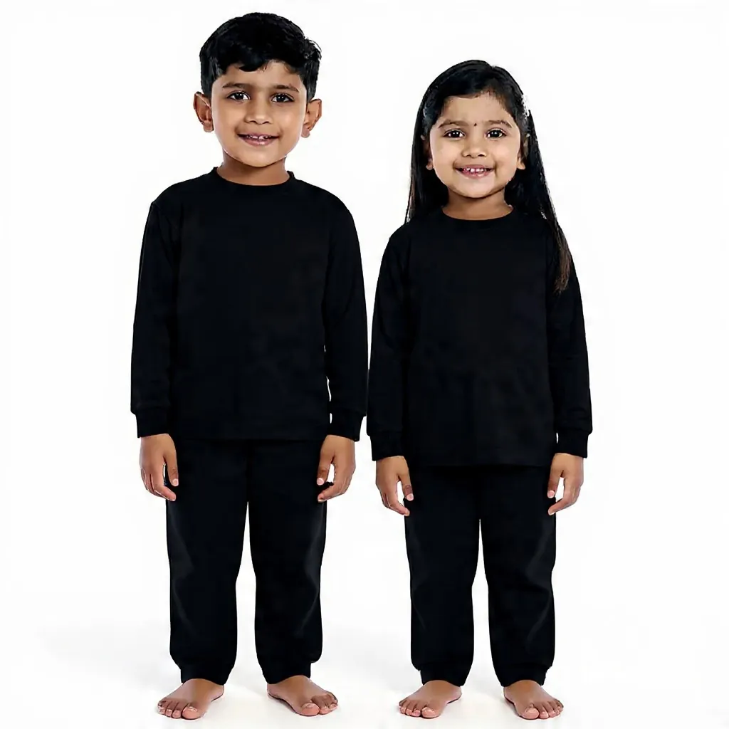 Black Tracksuit for kids — Black colour — Polyester Blend fabric — Indian sizes 22–34 — Tracksuits / Jersey fancy dress for school annual day & sports day — Kolkata & West Bengal delivery — ZapCostumes