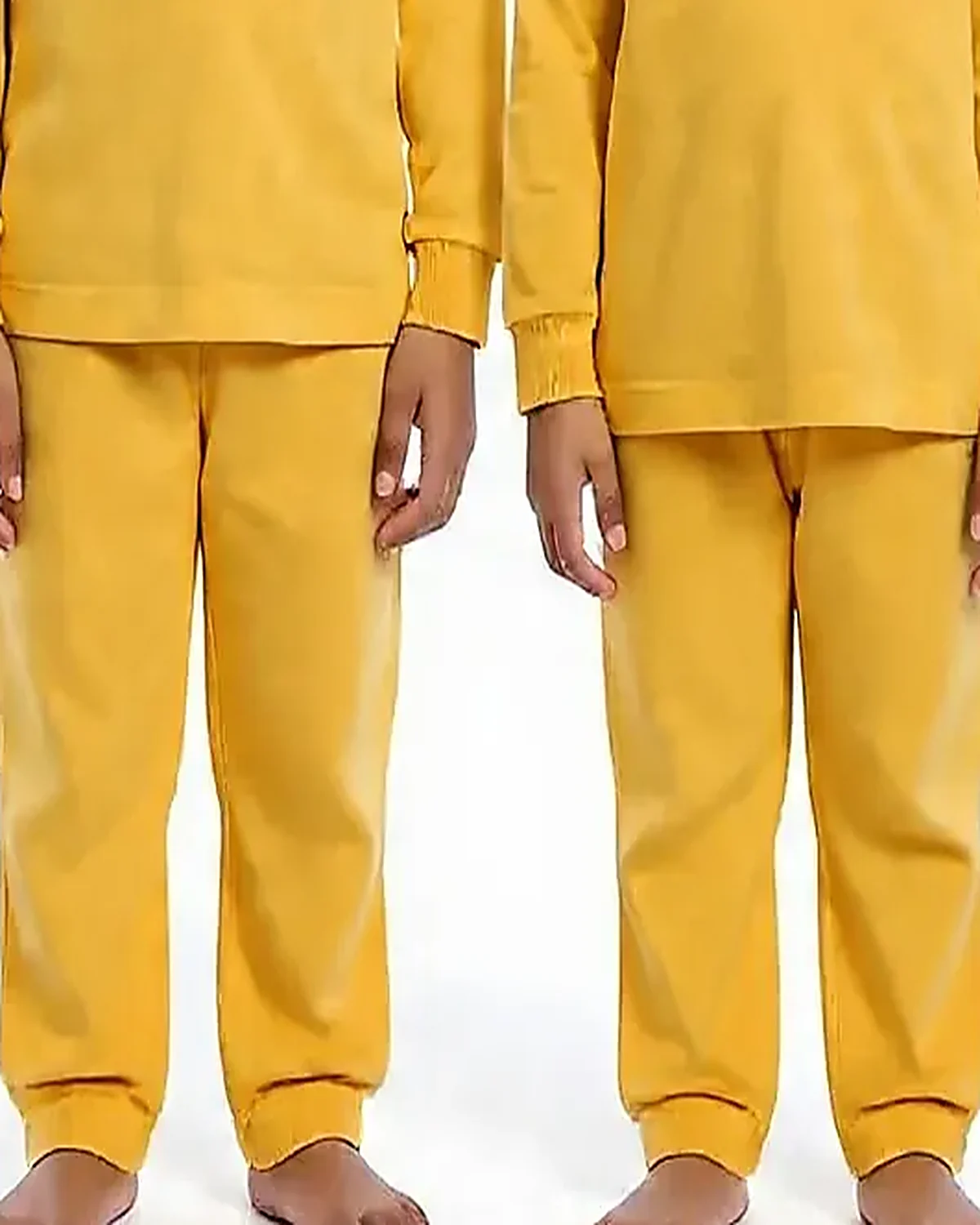Yellow Tracksuit for kids — Lower half close-up — Yellow colour — Polyester Blend fabric — Indian sizes 22–34 — Tracksuits / Jersey fancy dress for school annual day & sports day — Kolkata & West Bengal delivery — ZapCostumes