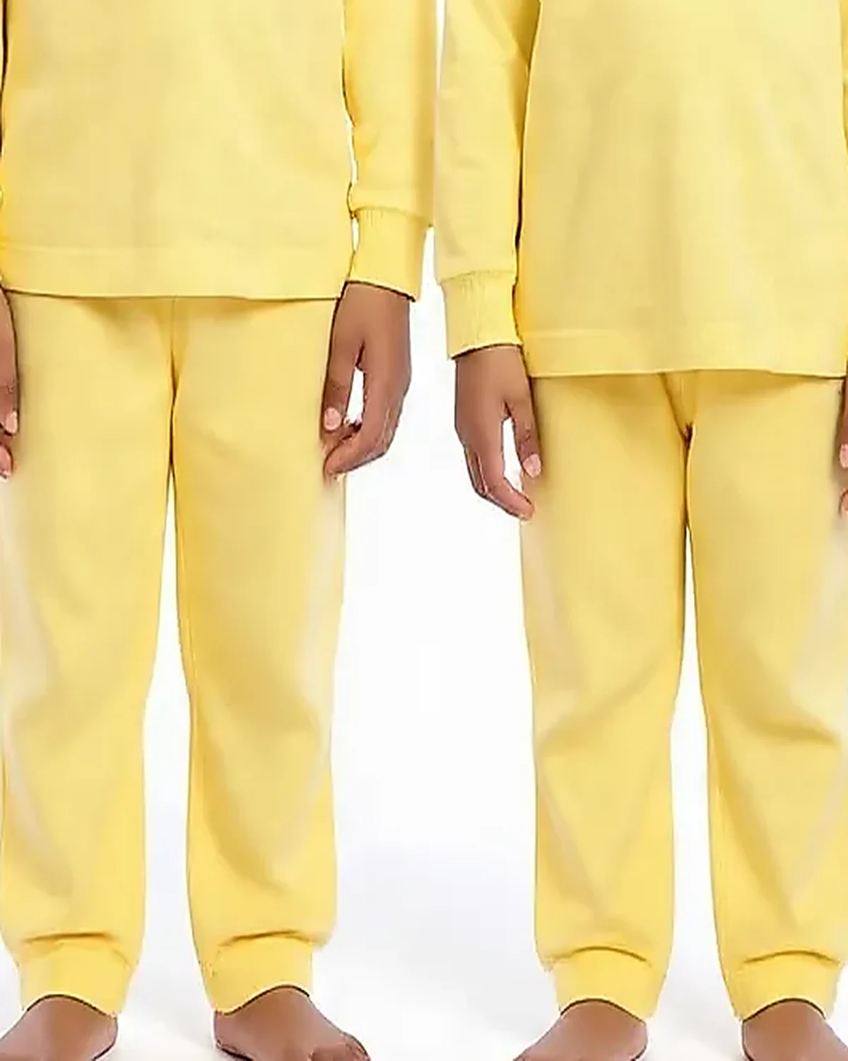 Cream Yellow Tracksuit for kids — Lower half close-up — Cream colour — Polyester Blend fabric — Indian sizes 22–34 — Tracksuits / Jersey fancy dress for school annual day & sports day — Kolkata & West Bengal delivery — ZapCostumes