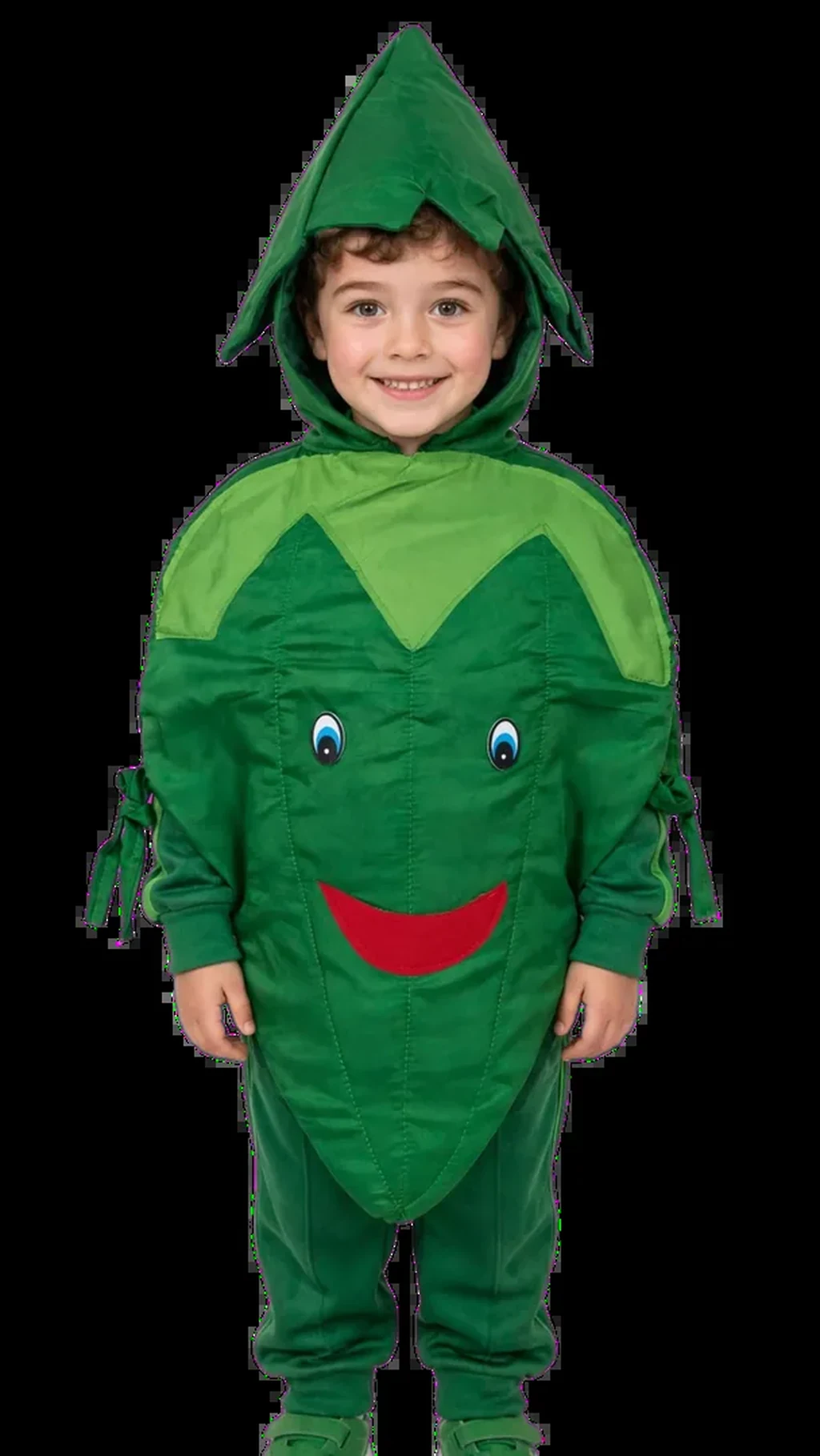 Green Chilli Costume for kids — Green colour — Polyester fabric — Indian sizes One Size — Fruits / Vegetables fancy dress for school annual day & sports day — Kolkata & West Bengal delivery — ZapCostumes