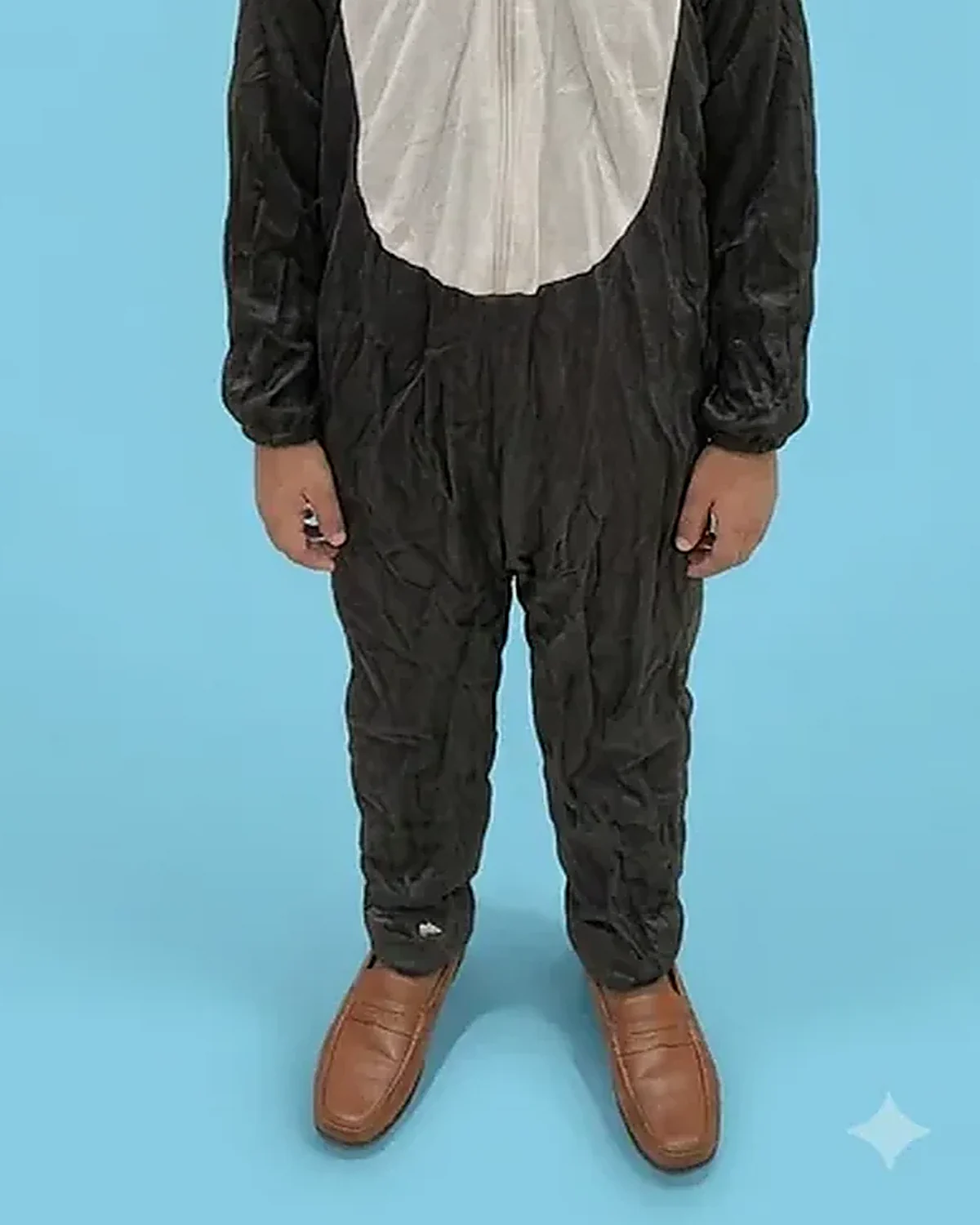Black Bear Costume for kids — Lower half close-up — Black/White colour — Plush Polyester fabric — Indian sizes S–L — Animals fancy dress for school annual day & sports day — Kolkata & West Bengal delivery — ZapCostumes