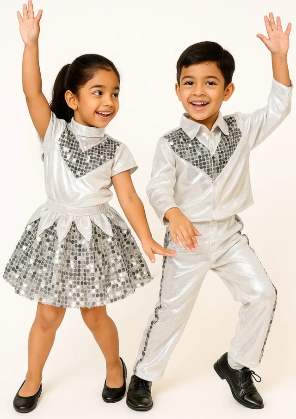 Silver Sequin Dance Dress — Dance Dress for Kids | Kolkata Fancy Dress & School Annual Day Outfits | ZapCostumes