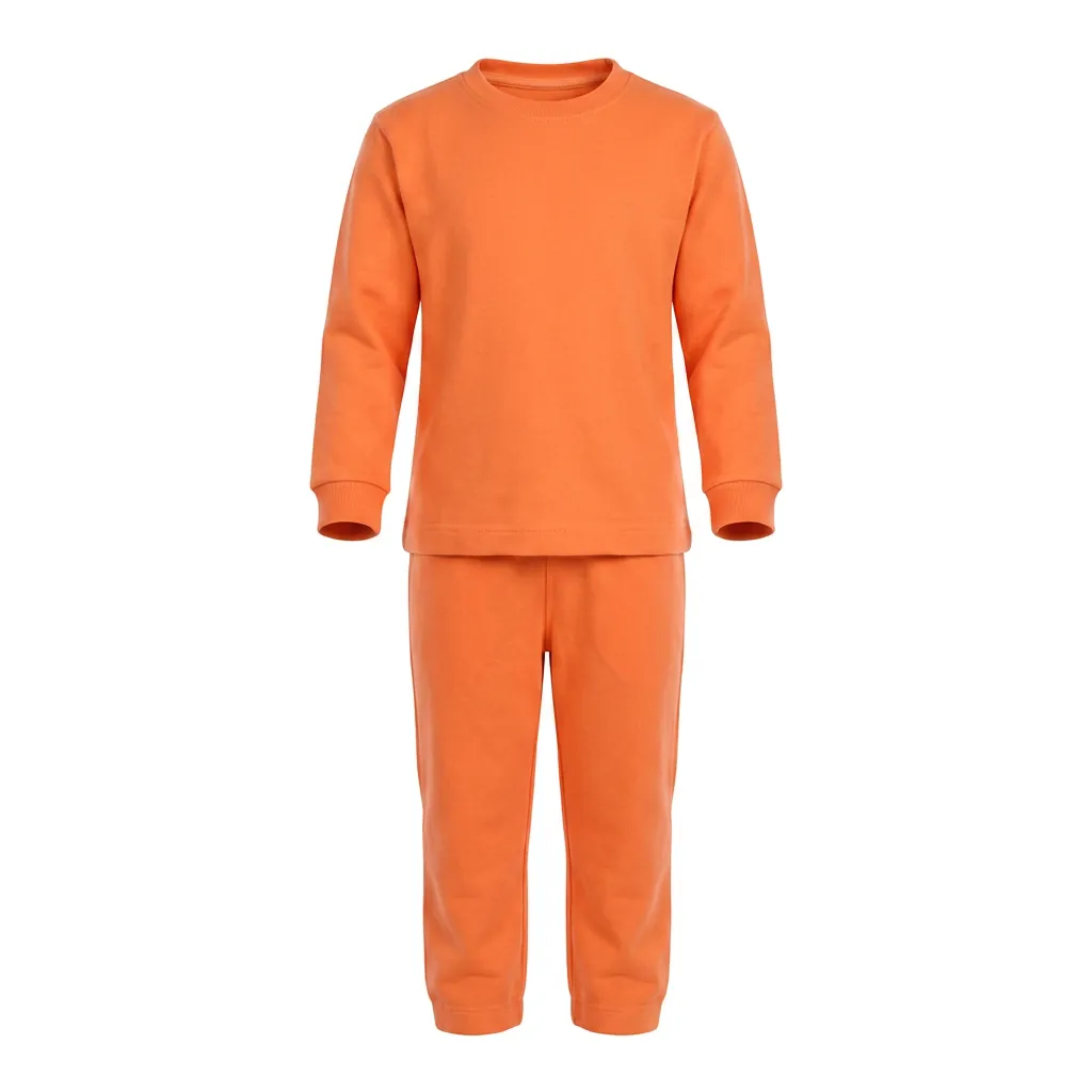 Orange Tracksuit for kids — Ghost mannequin view — Orange colour — Polyester Blend fabric — Indian sizes 22–34 — Tracksuits / Jersey fancy dress for school annual day & sports day — Kolkata & West Bengal delivery — ZapCostumes