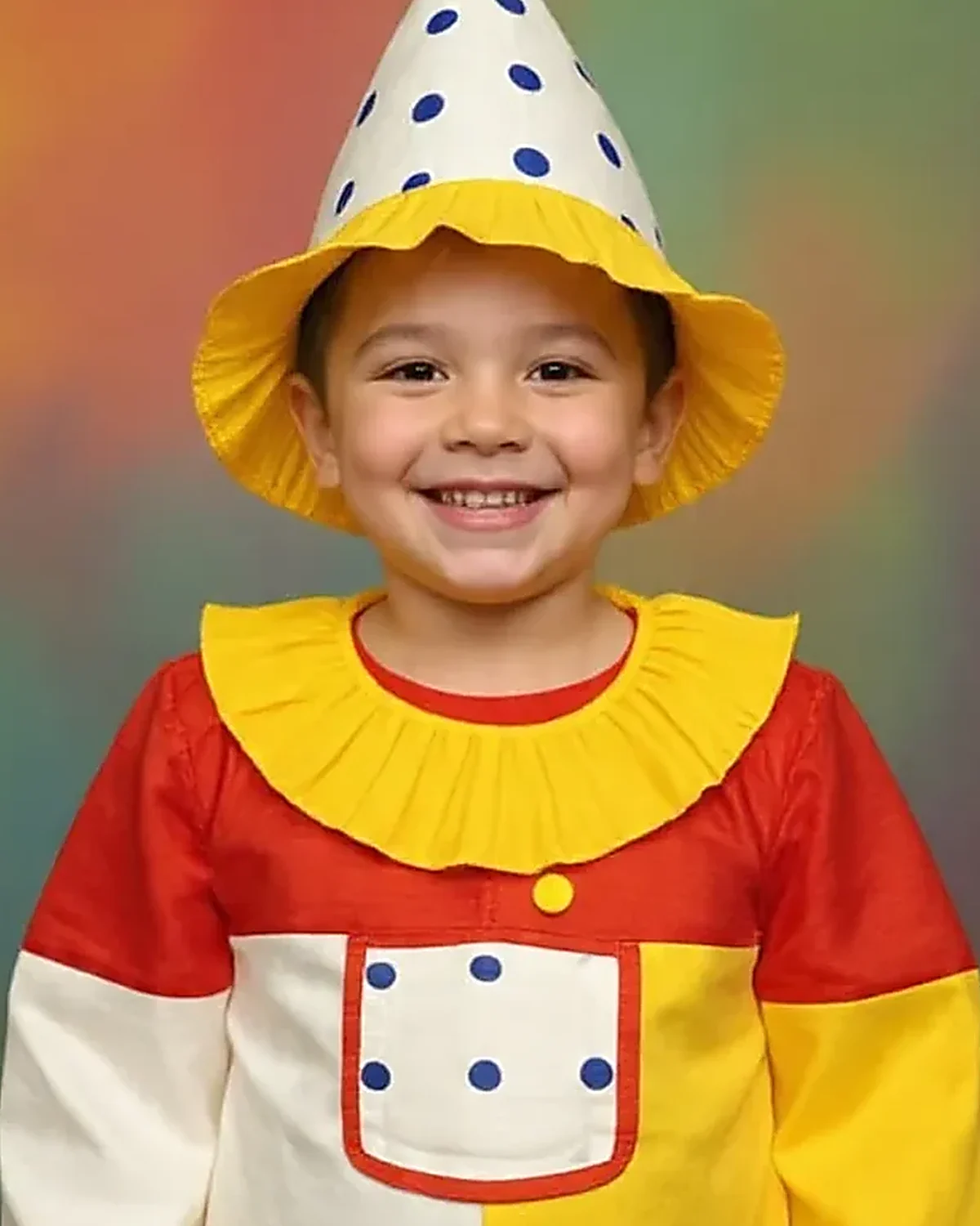Joker / Clown Costume for kids — Top half close-up — Red/Yellow colour — Polyester fabric — Indian sizes S–XL — Clown / Joker fancy dress for school annual day & sports day — Kolkata & West Bengal delivery — ZapCostumes
