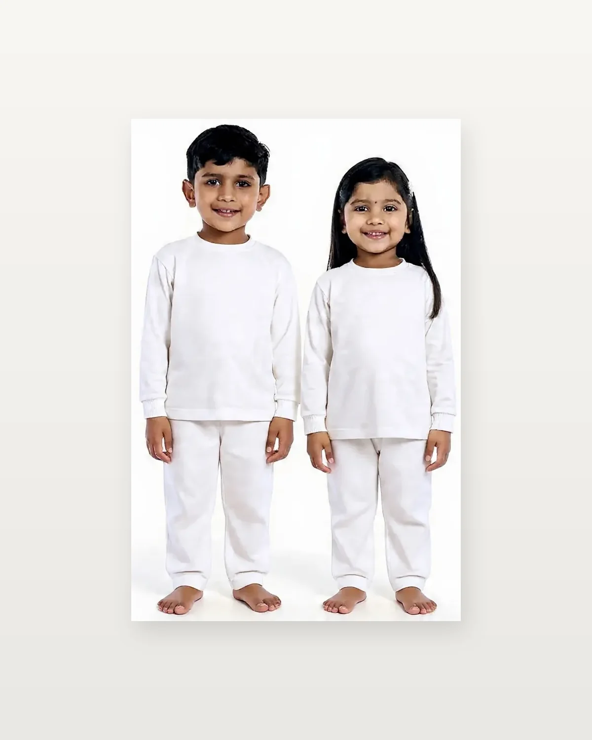 White Tracksuit for kids — Studio front view — White colour — Polyester Blend fabric — Indian sizes 22–34 — Tracksuits / Jersey fancy dress for school annual day & sports day — Kolkata & West Bengal delivery — ZapCostumes