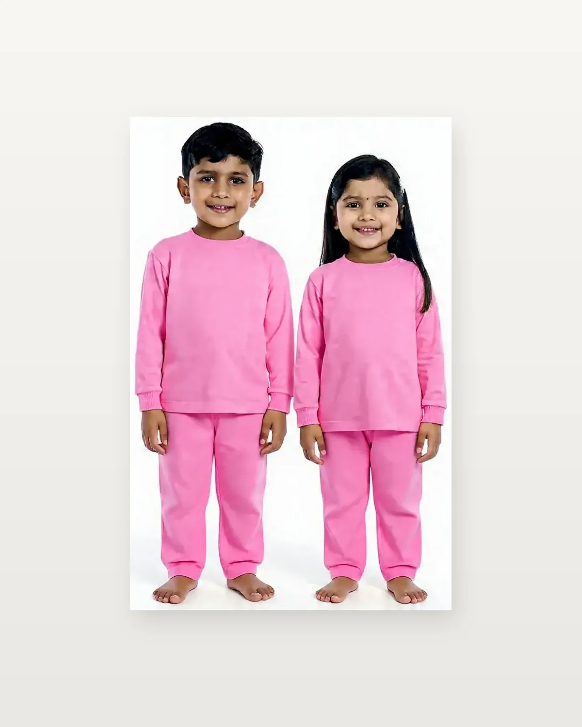Pink Tracksuit for kids — Studio front view — Pink colour — Polyester Blend fabric — Indian sizes 22–34 — Tracksuits / Jersey fancy dress for school annual day & sports day — Kolkata & West Bengal delivery — ZapCostumes