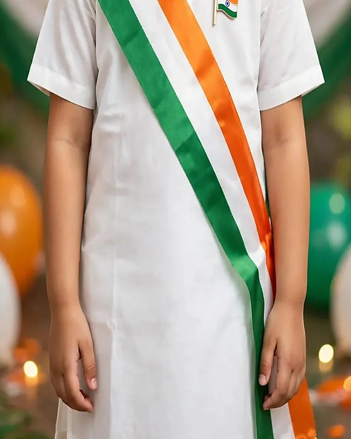 White Kurti for kids — Lower half close-up — White colour — Cotton fabric — Indian sizes 24–34 — White Kurta Pyjama fancy dress for school annual day & sports day — Kolkata & West Bengal delivery — ZapCostumes